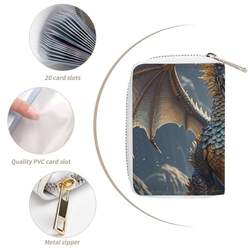 RFID Credit Card Holder Wallets for Women Cute Small Leather Ladies Cardholder Wallets Golden Dragon Card Organizer Case with Zipper4