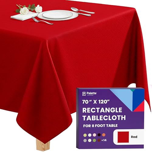 Image of Gee Di Moda Rectangle Tablecloth - 70 x 120 Inch Red Table Cloth for 6 or 8 Foot Rectangle Tables - Heavy Duty Washable Fabric - for Holiday Party, Dinner, Weddings, Baby Shower & Events