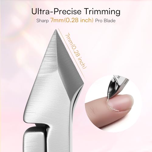 Makartt Nagelhautzange mit nagelhautentferner - 3 Pcs Rosa Cuticle Remover Tool, Professionelle nagelhautschere set mit Edelstahl-Nagelhaut Trimmer, Doppelend Nagelhautschieber und Nagelschaber
