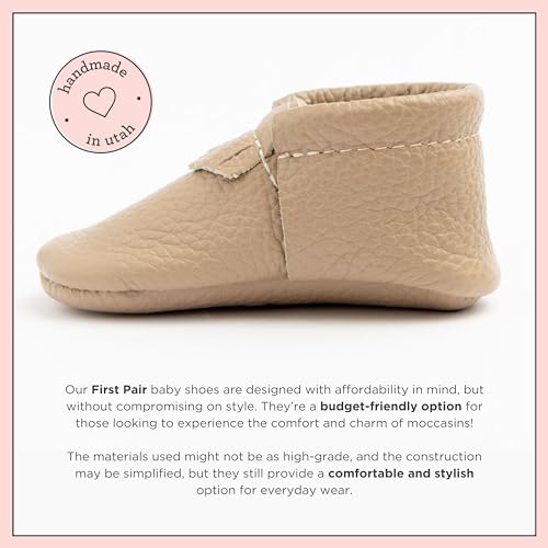 Freshly Picked City Leather Baby Moccasins Unisex - Brown (Toast, 1)