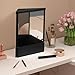 Biplut Non-Reversing Mirror, True Image Reflection, Precision True Images Real Reflection, Precision Glass Viewing Angle, Makeup Vanity Non-Magnifying Tabletop Beauty Mirror (Black, Small)