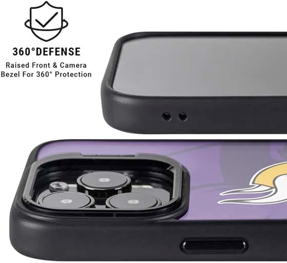Skinit Kickstand Phone Case Compatible with iPhone 15 Pro Max - Officially Licensed NFL Minnesota Vikings Double Vision Design