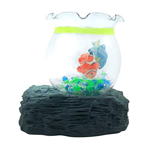 Gloworks Mini Toy Goldfish Aquarium with Swimming Plastic Goldfish and Blue Tang, 4