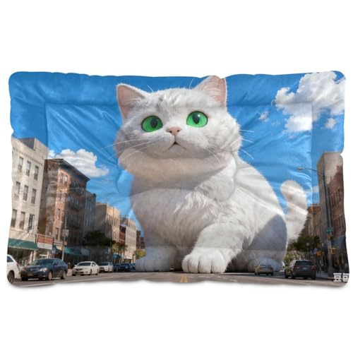siphylline Colchoneta de dormir gigante para mascotas, diseño de gato blanco, suave, cómoda, antideslizante, para perros grandes, grandes, medianos, pequeños, 36 x 24 pulgadas