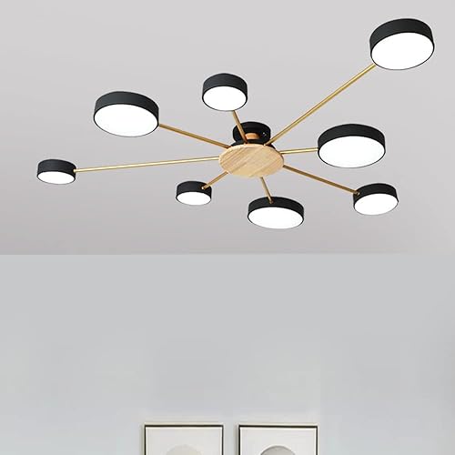 Miniatura 2 de Lámpara de techo LED de 8 luces, 48 pulgadas, moderna lámpara de techo empotrada de madera de 64 W regulable para sala de estar, dormitorio, cocina,