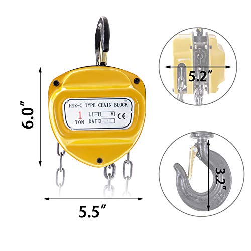 image for BestEquip Chain Hoist 2200lbs/1ton Chain Block Hoist Manual Chain Hois