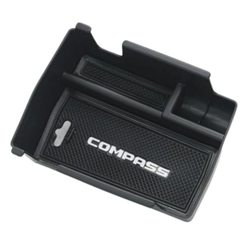 Organizador de Console Central Compatível com Jeep Compass 2022+, com Divisórias e Entrada USB, Preto, 15,6 x 11,1 x 5 cm