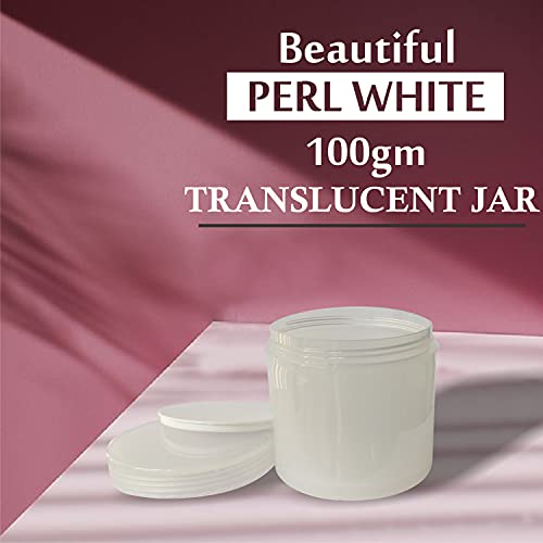 Image of Zenvista Empty Cosmetic Containers, Acrylic Jars, Small Containers For Cosmetics, Lip Balm Containers, Pearl White Jar With Transparent Cap-100gm (Pack of5)