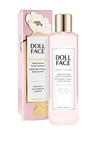 DOLL FACE Facial Cleanser | Invigorate Triple-Action Face Wash | Exfoliating & Brightening Glycolic Acid & Citrus Enzymes | All Skin Types | 8 fl. oz