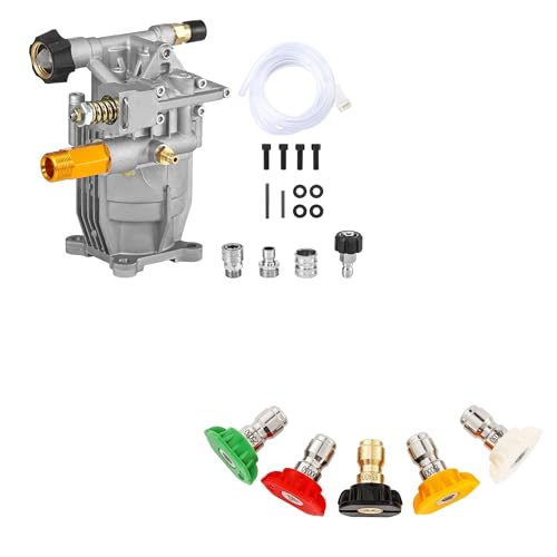 Image of Tool Daily 3/4" Shaft Horizontal Pressure Washer Pump, Pressure Washer Nozzle Tips Multiple Degrees