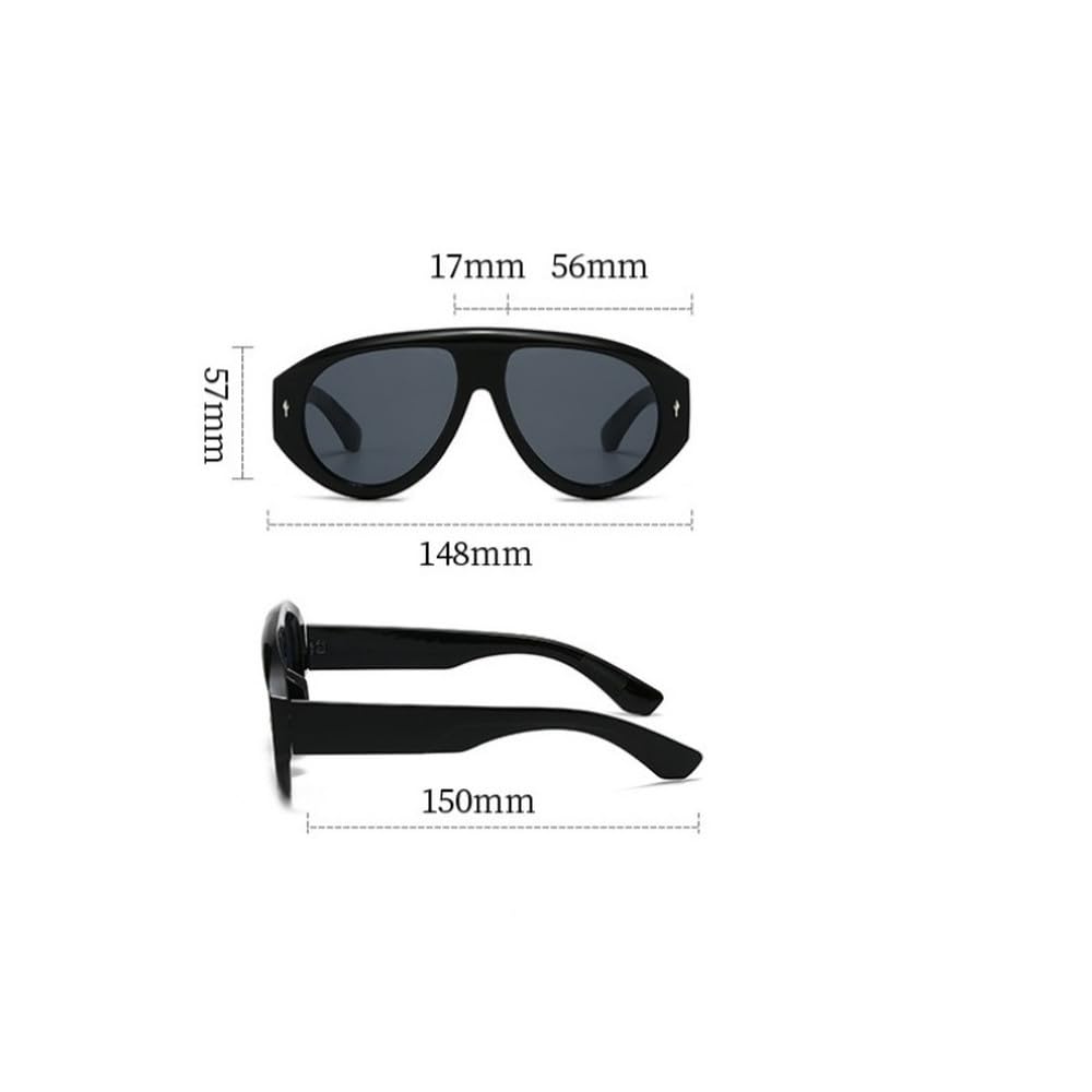 Gafas de sol ovaladas vintage extragrandes de una sola pieza con remaches degradados y efecto degradado.