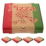 ARTSEWPLY 5 Piezas Unidades Caja para Pizza Plegable de Cartón para Comida para Llevar Contenedor Resistente la Grasa con Ventilación para Eventos Restaurantes y Catering