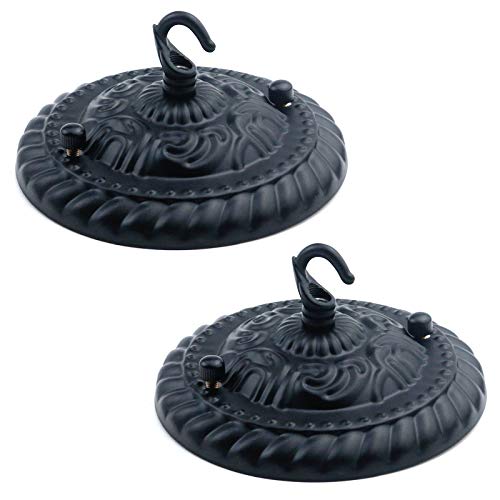 MY MIRONEY Vintage Black Chandelier Ceiling Plate Light Canopy Kit with Hook Pendant Light...