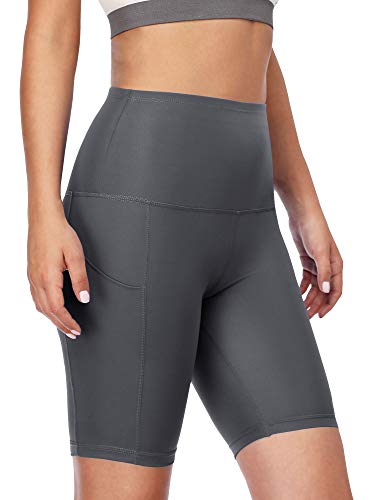CADMUS Women's High Waist Spandex Yoga Shorts for Bike Running Two Side Pockets