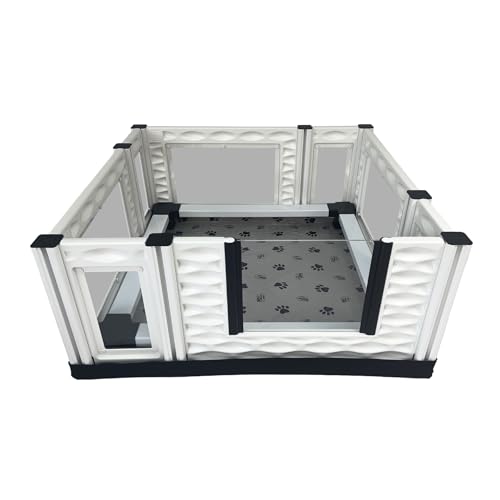 Image of EZwhelp EZclassic 38x38x18 in Whelping Box, Windowed Walls & Rails, Gray