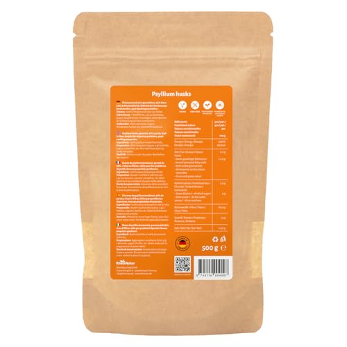RheinNatur Flohsamenschalen 500 g - Fein gemahlenes Pulver - Reich an Ballaststoffen, ideal zum Backen