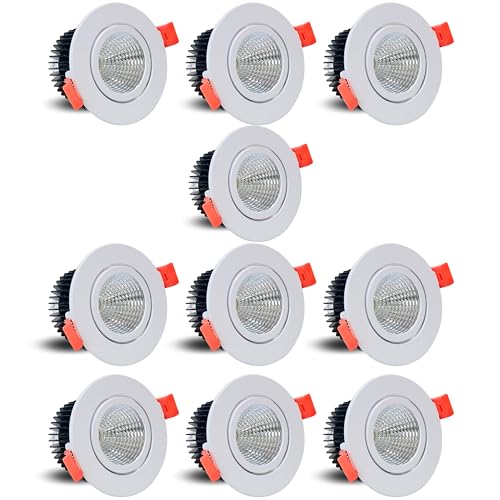 Image of D'Mak Moveble LED COB Light | Recessed LED Ceiling Light for Indoor Lighting | Warm White Color | Aluminium Body (10, 3 Watt)