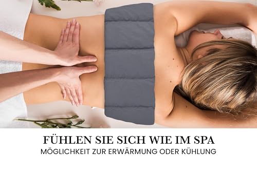 Amilian Kirschkernkissen, 55 x 20 cm, Wärmekissen, Wärmekompresse, Kornkissen, Kirschkernbeutel, Kirschkern, Kissen für Kinder und Erwachsene, perfekt als Massagekissen, Kühlkissen, Anthrazit