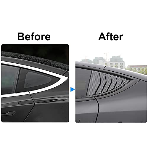 Side Window Louver Covers For Tesla Model Y 2023 2022 2021 Glossy Carbon Fiber Pattern Rear Window Louver Covers 2Pcs #TOP2