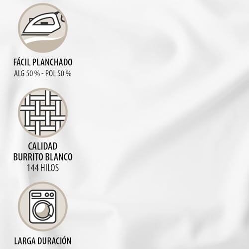 Parure de lit 3 pièces Burrito Blanco 135x190 cm en coton blanc - 4