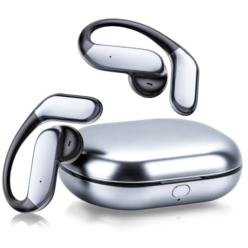 EEXXYZ Ultra Open Ear Earbuds with Secure Ear Hooks 2026 Earbuds Wireless Bluetooth 6.1 Comfortable Bone Conduction Headphones 90H Playtime for Running Workout Cycling (Black)