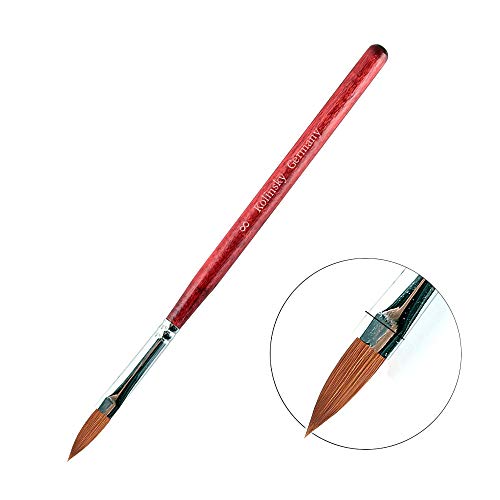 Focuses Acrylic Nail Brush Redwood 100% Pure Kolinsky Sable Professional salon Nail Art Brush (8#)