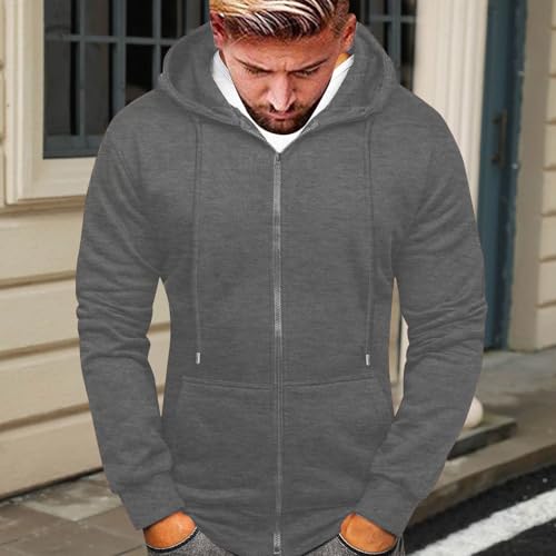 Zipper Hoodies for Men Lightweight Solid Color Long Sleeve Hooded Sweatshirt Full Zip Hoodie 2025 Sports Jackets with Pockets2