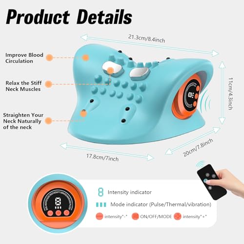 Neck Massager,Rechargeable Portable Neck Massager,3-in-1 Shiatsu Neck and Back Massager with Heat,3 Adjustable Modes with Remote Control, 26° Angle Cervical Traction Device for Back, Shoulder