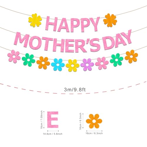 Docidayhappymothersdaybannerredglitterymomdaydecorationteapartygarlanddecorations Urban Country Home Decor Dociday happy mothers day banner red glittery mom day decoration tea party garland decorations urban country home decor