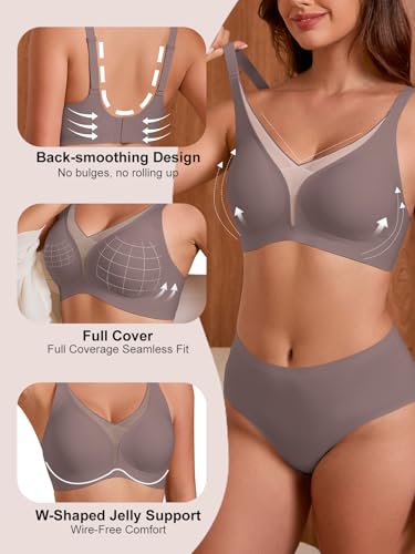 COCOMARTS Jelly Bras for Women No Underwire Push Up Mesh Bra Coffee S — view 2