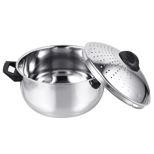 Veemoon Cuiseur à Nouilles 24 CM en Acier Inoxydable Fonction de Filtration Rapide Marmite Antiadhésive Haute Température Casserole Multifonction pour Cuisson de Pâtes et Soupe