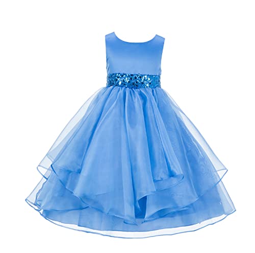 Image of Girl's Synthetic a-line Maxi Dress (WLT-1067-8-9 Turquoise 8-9 Years)
