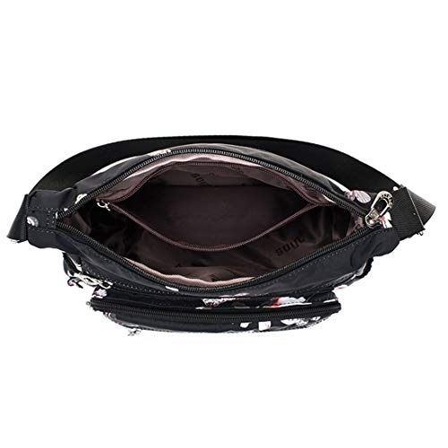 Womens Nylon Floral Shoulder Bag Crossbody Bag Messenger Bags Travel Handbags With Adjustable Strap Waterproof4