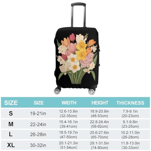 Daffodils Tulips And Hyacinths Flowers Travel Luggage Cover for Suitcase 19-32 Inches Elastic Washable Baggage Protector2