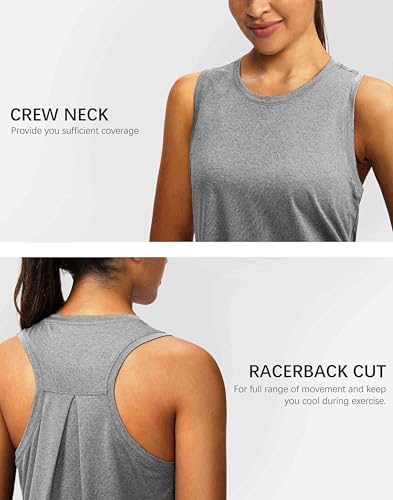 Image of Women's Workout Tops Racerback Athletic Tank Tops Sleeveless Loose Fit Yoga Running Gym Shirts for Women