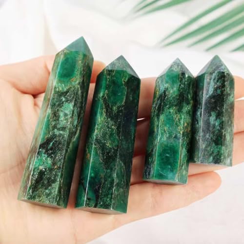 Varita de cuarzo esmeralda con punta hexagonal pulida para reiki, pack de 3 piezas 8