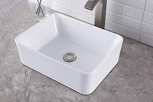 Vessel Sink Rectangular - Lordear 16"X12" Rectangle Bathroom Sink Pure White Porcelain Ceramic Vessel Sink, Rectangular Above Counter Sink Art Basin #TOP3
