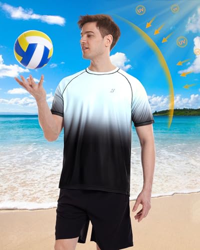 Roadbox Men's Swim Shirts Short Sleeve, UPF 50+ UV Sun Protection SPF Rash Guard, Quick Dry Surf Water Beach Fishing T Shirt3