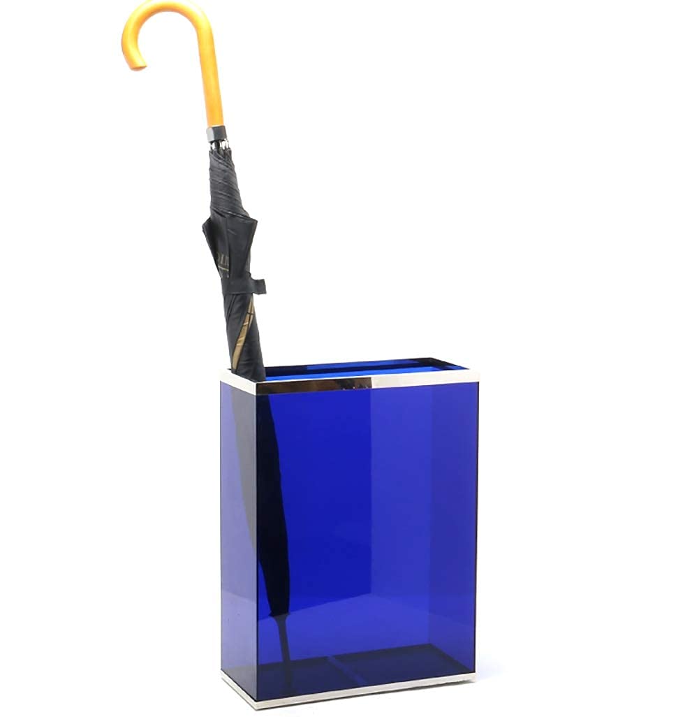 Porte-parapluies rectangulaire bleu en plastique pour 5 parapluies