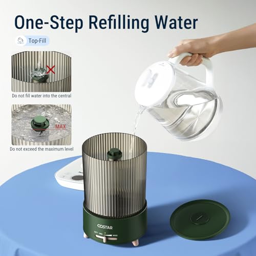 Image of COSTAR Humidifier for Room Moisture, Whisper-Quiet 4.2 Litres Cool Mist Ultrasonic Humidifier with Large Capacity Water Tank Humidity, Top Fill, Auto-Shut off, Cold & Cough Relief (Green)