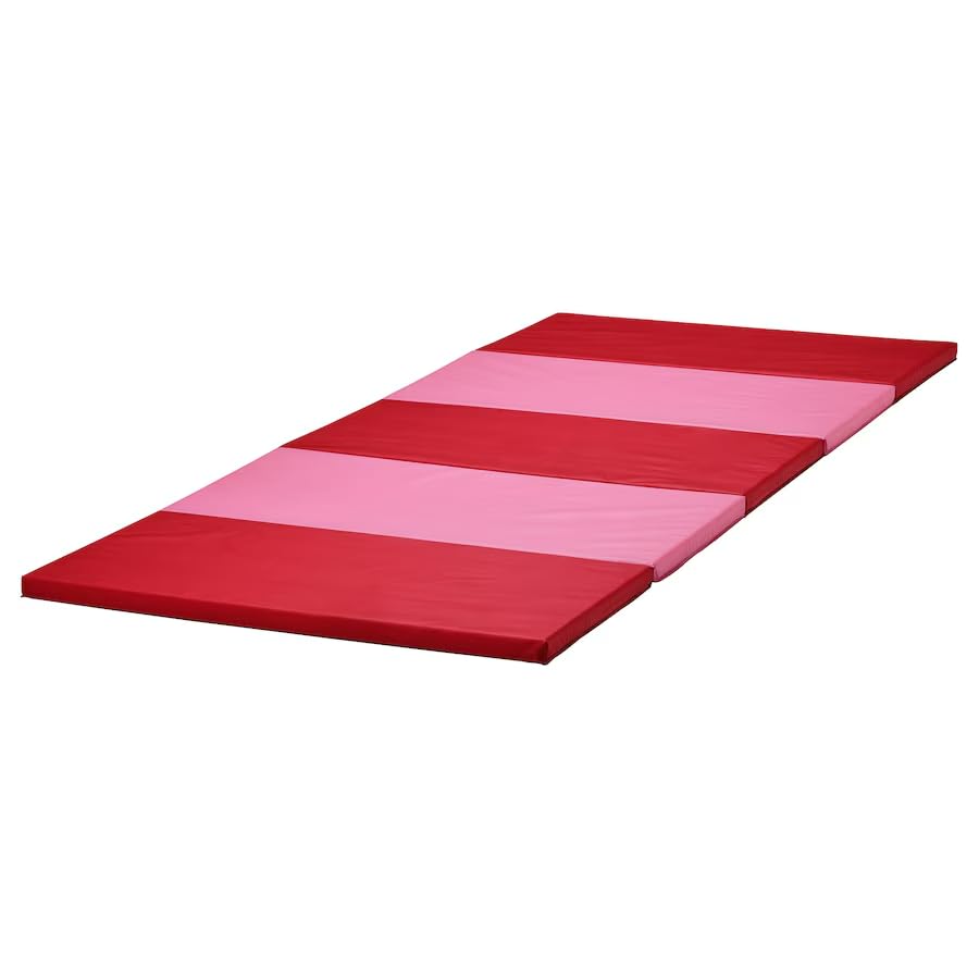 Folding Gym Mat, Thick Exercise Mat, Non-Slip Portable Floor Mat for Yoga, Home Workouts, Lightweight & Easy to Fold for Storage, Pink/red, 30.75 x 72.88 inches