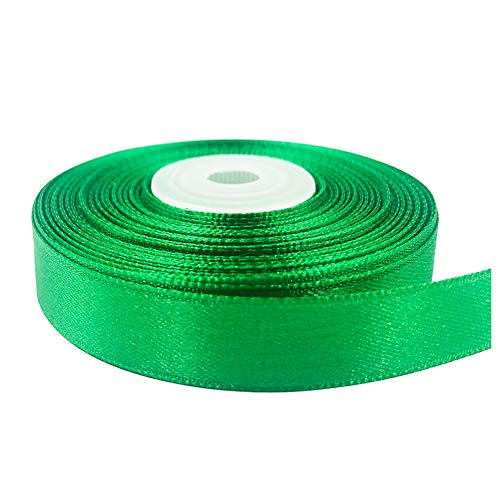 Image of Solid Color Double Faced Green Satin Ribbon 5 /8 inch X 25 Yards, Ribbons Perfect for Crafts, Wedding Decor, Bow Making, Sewing, Gift Package Wrapping and More