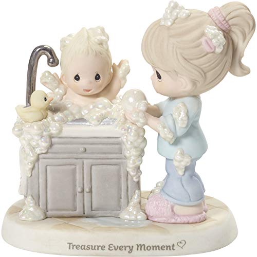 Precious Moments Giving Bath 192018 Treasure Every Moment Mom And Baby Bisque Porcelain Figurine, Multi #TOP9