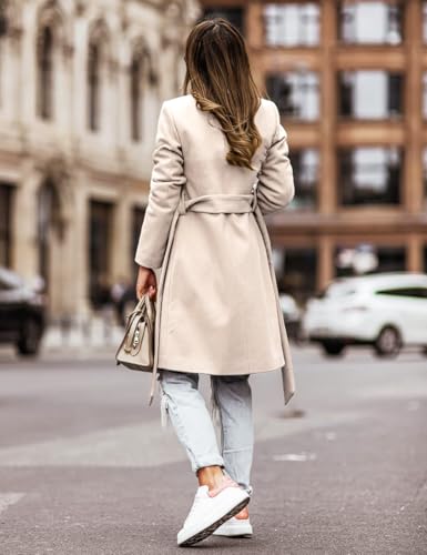 IDEALSANXUN Womens Wool Coats Fall Winter Double Breasted Trench Coat with Belt2