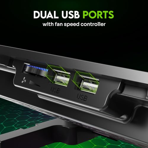 Image of SpinBot Airflow X10 Laptop Cooling Pad with Dual Fans | Low Noise 30dB | 4-Level Adjustable Stand | 2 USB Ports with Speed Control | Cooling Stand for Gaming & Work Laptops up to 17 inch