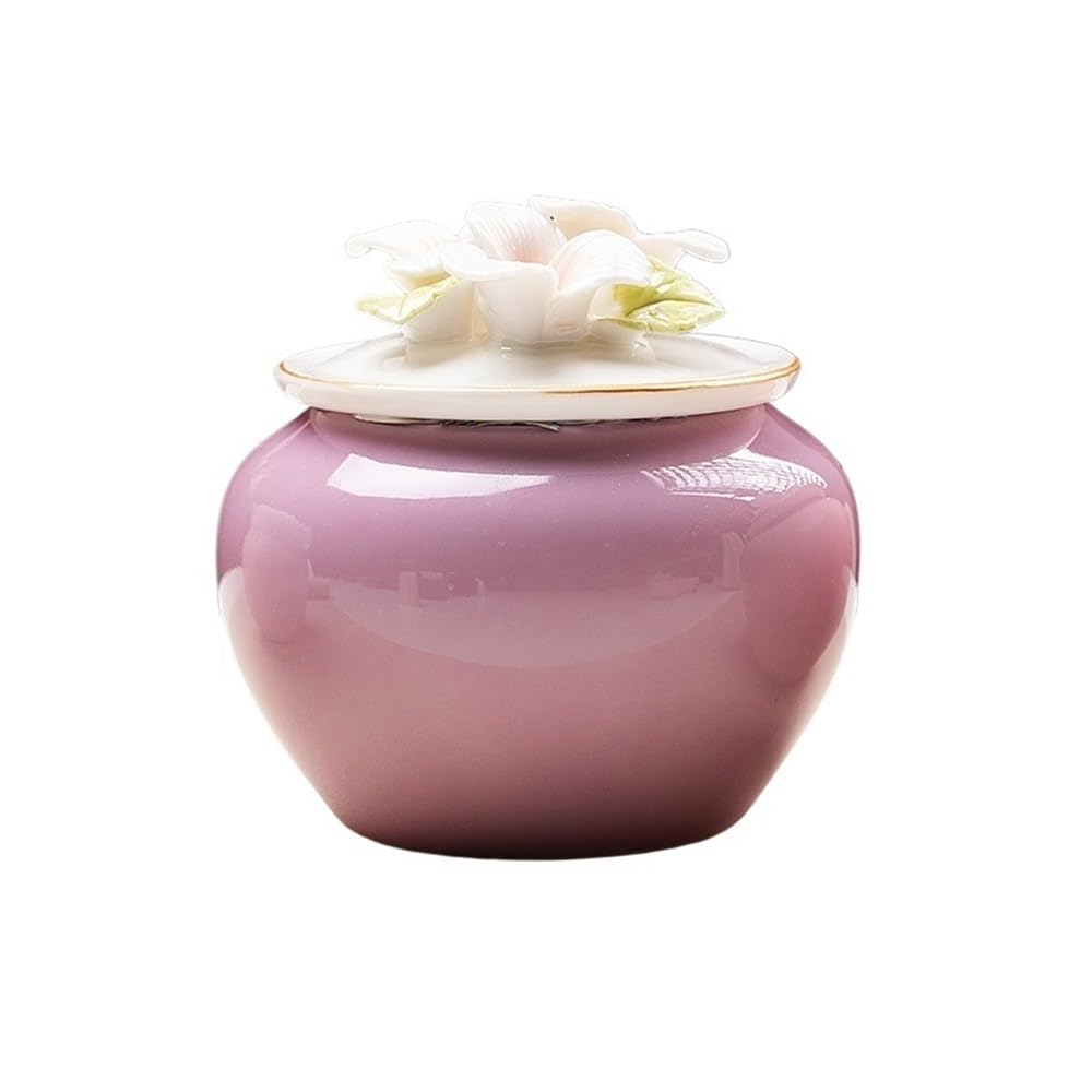 Bx9rE7tK3g Kitchen Storage Jar Ceramic Pinch Flower Tea Canister Household Sealed Storage Jarfor, Coffee Beans, Candy, Etc Ceramic Tea Canister(Purple)