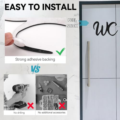 WC Schild, WC Türschild Selbstklebend, WC Aufkleber 15 * 10 cm, WC Schild Selbstklebend WC Aufkleber Tür, WC Deko für Toilettentür (Schwarz)