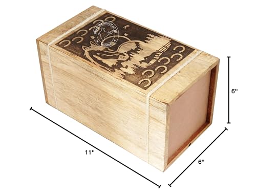 Image of Handcrafted Floral Engraved Wooden Urns for Human Ashes Adult Large - Cremation Urn for Ashes - Burial Urn for Columbarium - Funeral Urn Box (Horse 2, 250 LB - Hardwood)