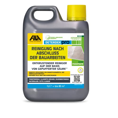 FILA Surface Care Solutions DETERDEK PRO Antifouling-Reiniger auf Basis gepufferter Säure: Hervorragend zur Reinigung nach Bauarbeiten zur Entfernung von Zementresten Wirksam gegen Rost 1L