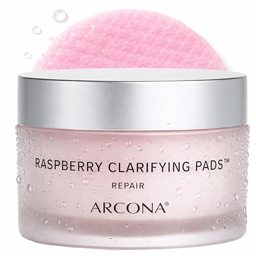 ARCONA Raspberry Clarifying Pads - Raspberry Extract, Witch Hazel, Salicylic Acid + Tea Tree Extracts Cleanse, Clarify + Protect Skin - 45 Pads, Made in The USA